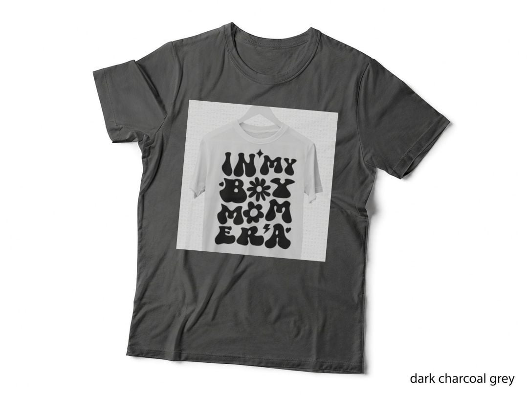 In My Boomer Era Boy Mom T-Shirt, White T-Shirt with Bold Black Graphic Tee