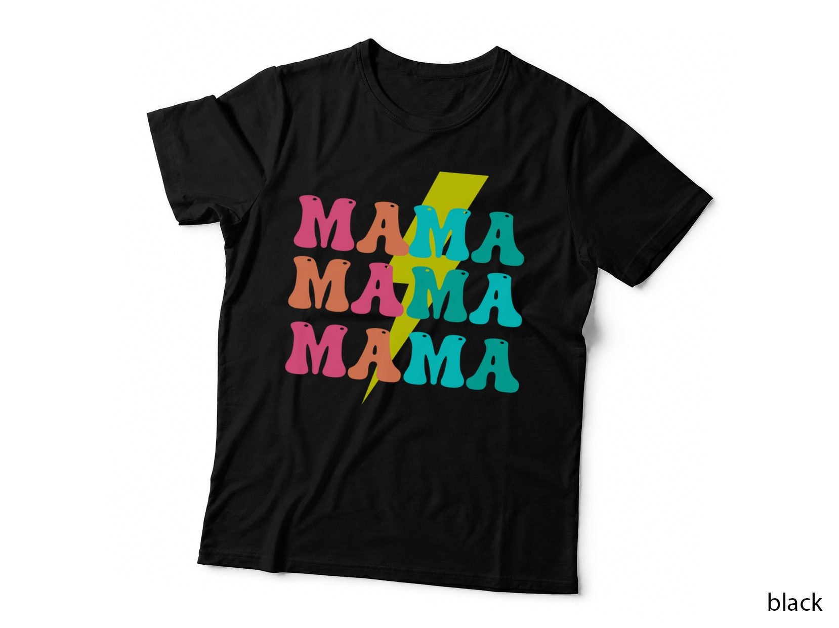 M a Fall T-Shirt, Mama Lightning Outline Style Autumn Tee