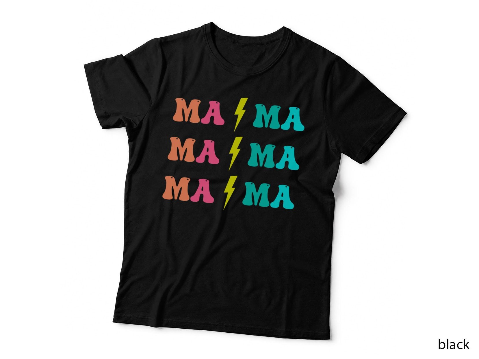 Ma Ma Fall T-Shirt, Mama Lightning Grid Repeat Autumn Tee, Fall Vibes Shirt
