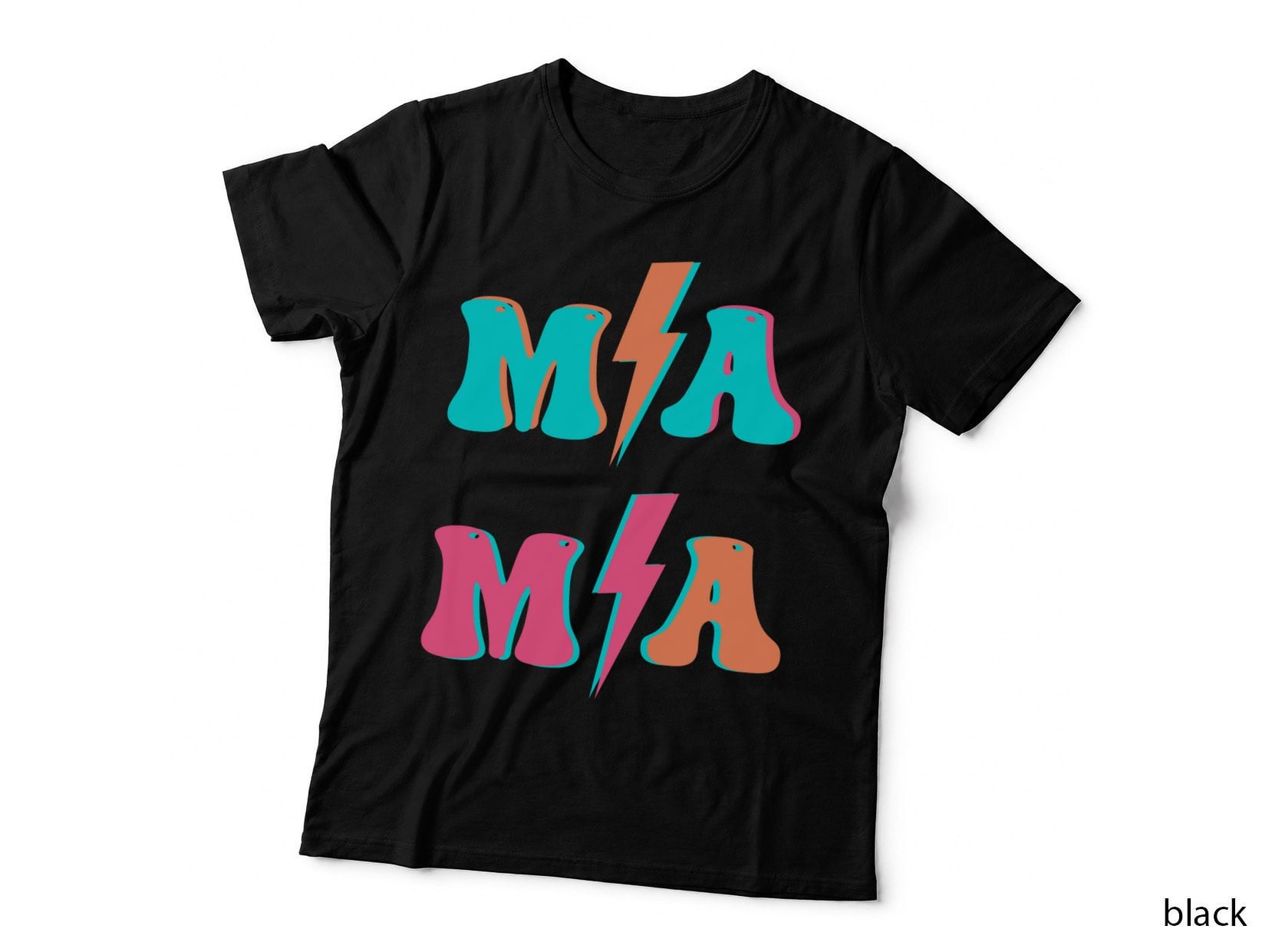 Ma Ma Fall T-Shirt, Mama Yellow Lightning Pattern Autumn Tee