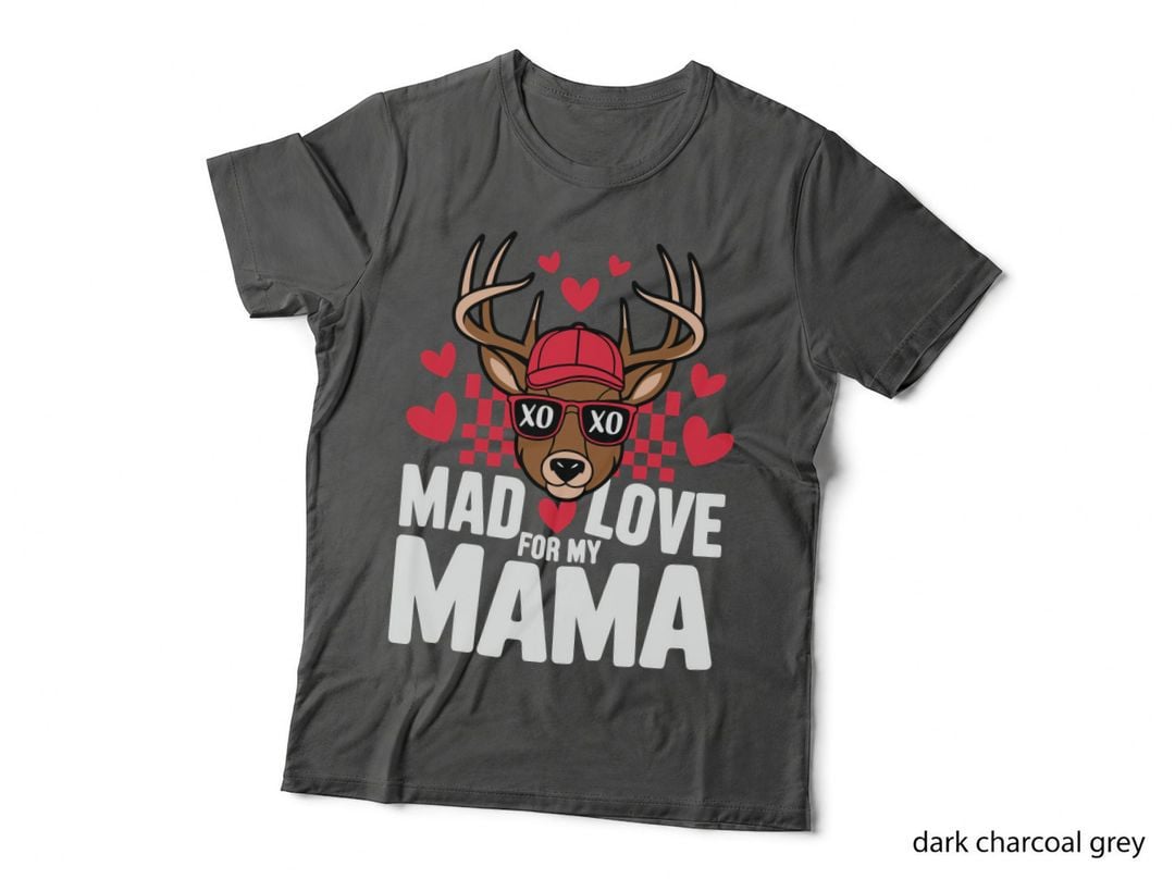 Mad Love for My Mama Hunting T-Shirt, Deer Wearing Sunglasses with Hearts