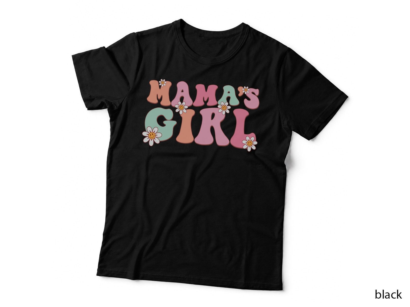 Mama's Girl Toddler Kids T-Shirt, Pastel Flowers on T-Shirt Graphic Tee