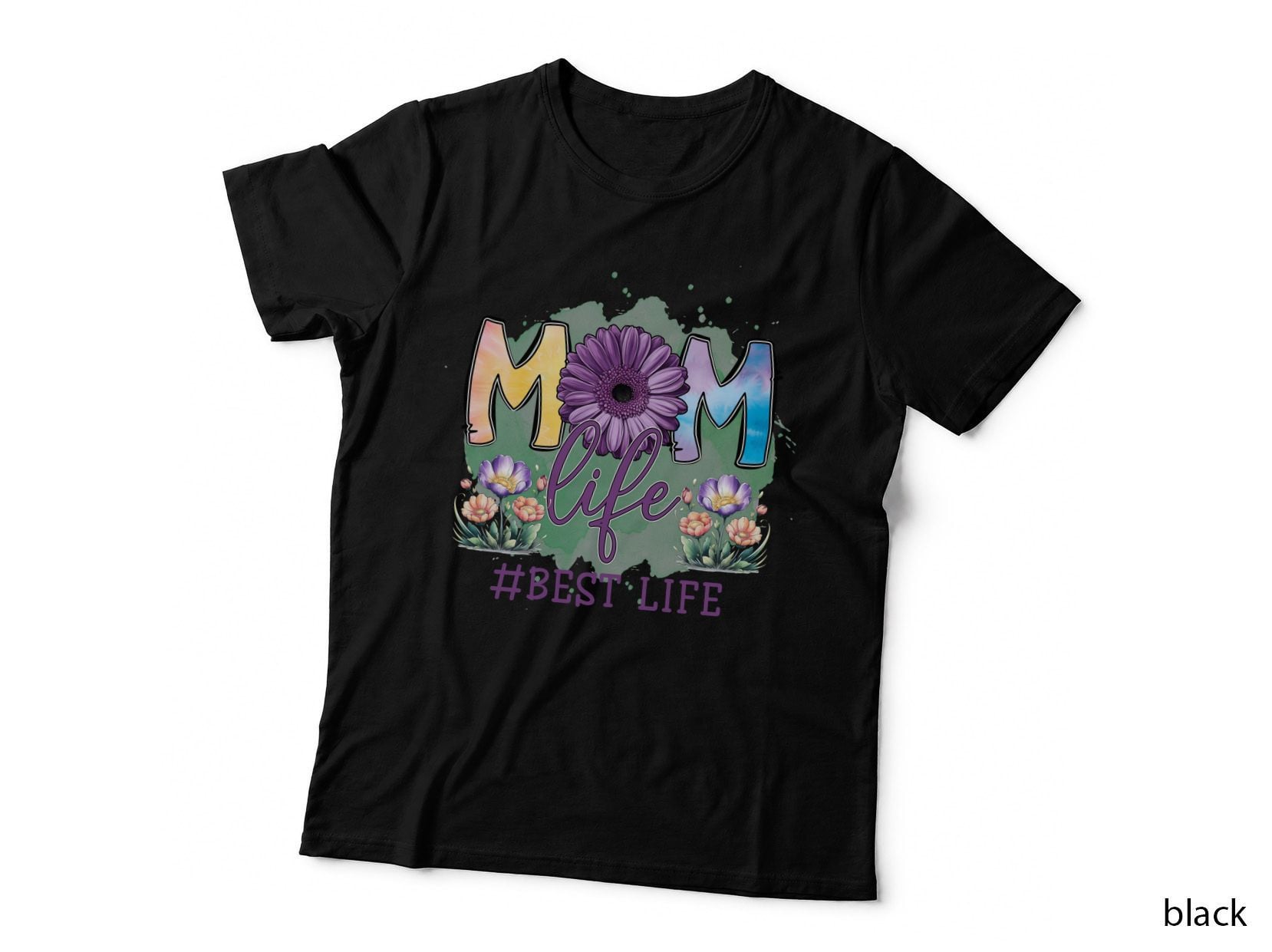 Mom Life Best Life Mom T-Shirt, Colorful Floral Mom Life Graphic Tee