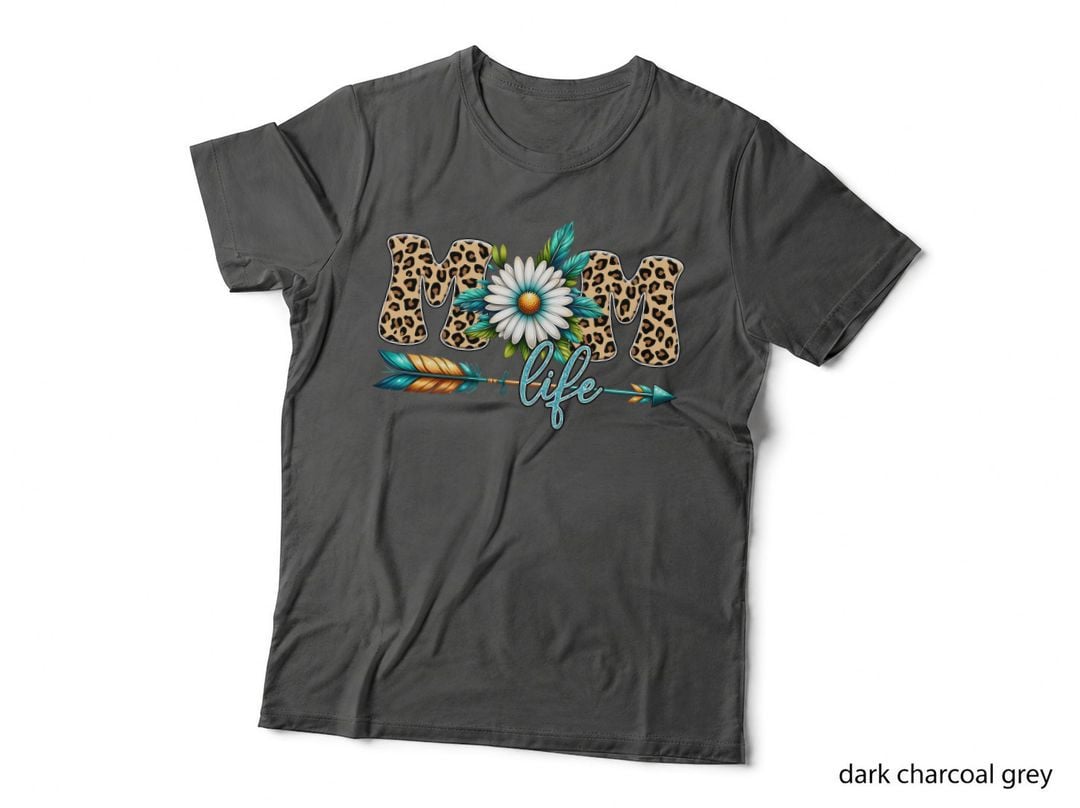 Mom Life Mothers Day T-Shirt, Leopard Print Mom with Flower and Graphic Tee
