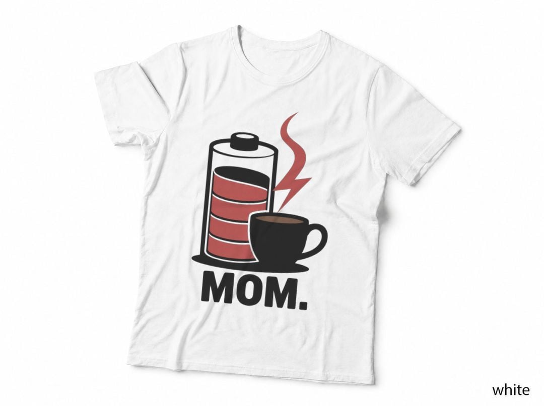 Mom. Coffee T-Shirt, Battery + Coffee = Energy Boost Graphic Tee