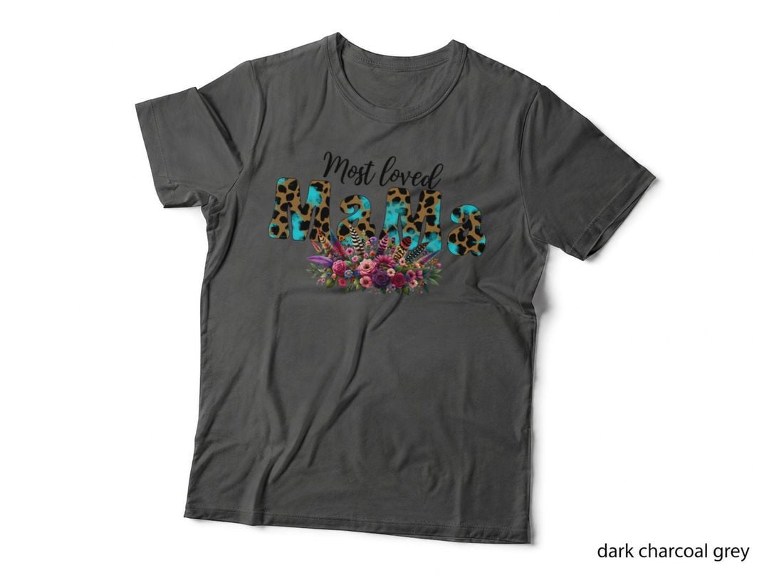 Most Loved Mama Mothers Day T-Shirt, Leopard Print Floral Bouquet Graphic Tee