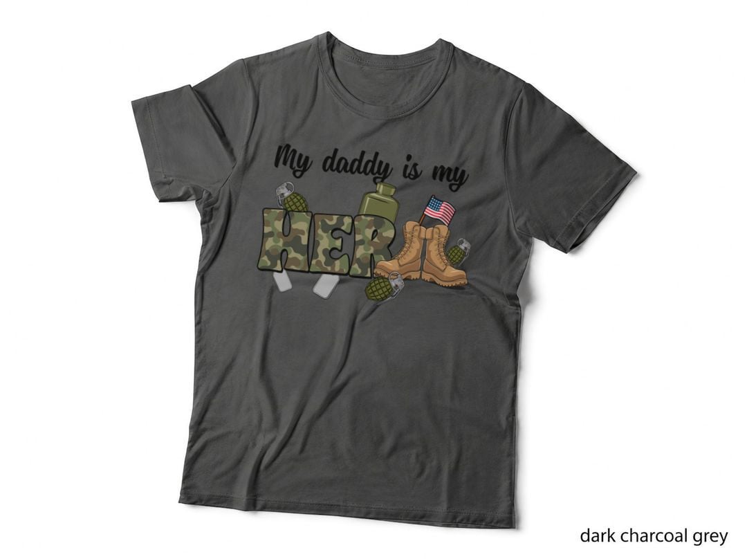 My Daddy Is My Hero Patriotic T-Shirt, Military-Themed Boots Grenades Flag