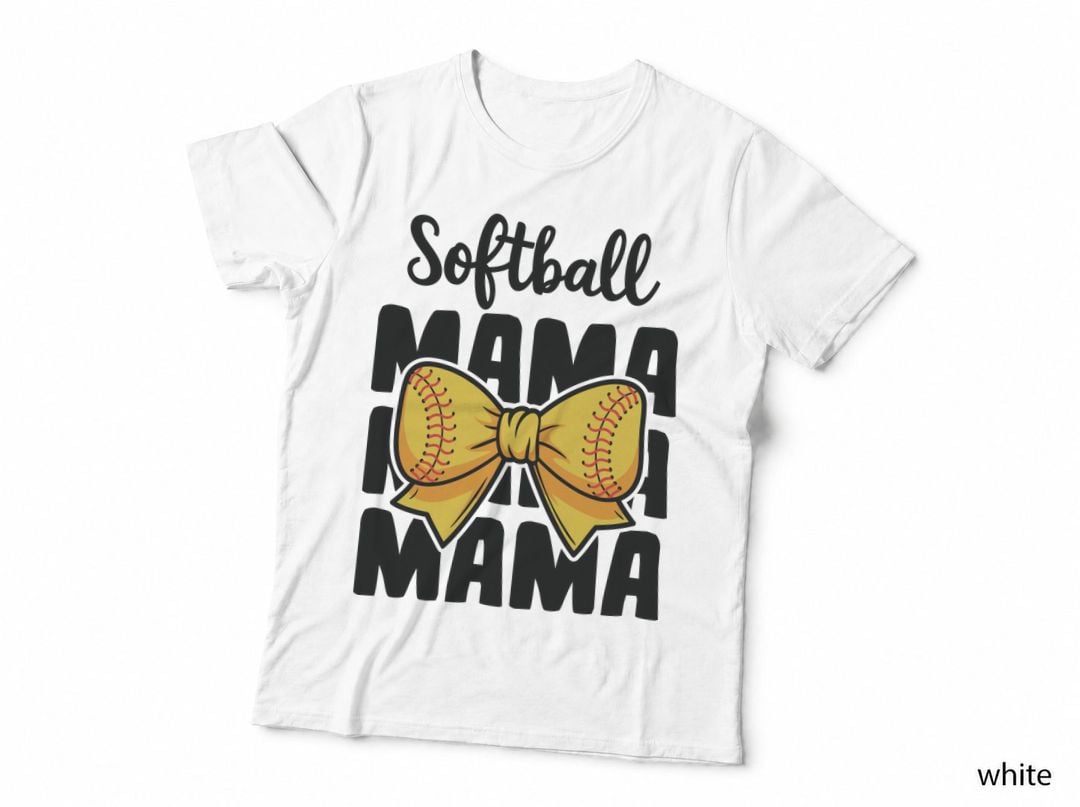 Softball Mama Sport Mom T-Shirt, Softball Bow Graphic Tee