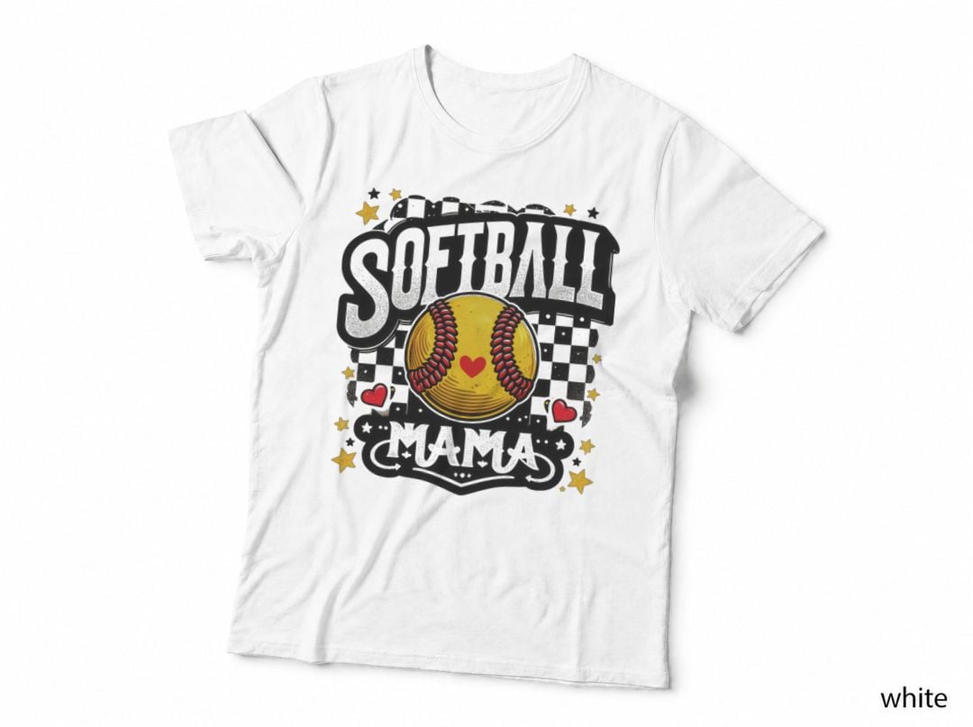 Softball Mama Sport Mom T-Shirt, Softball-Themed Graphic with Hearts Graphic