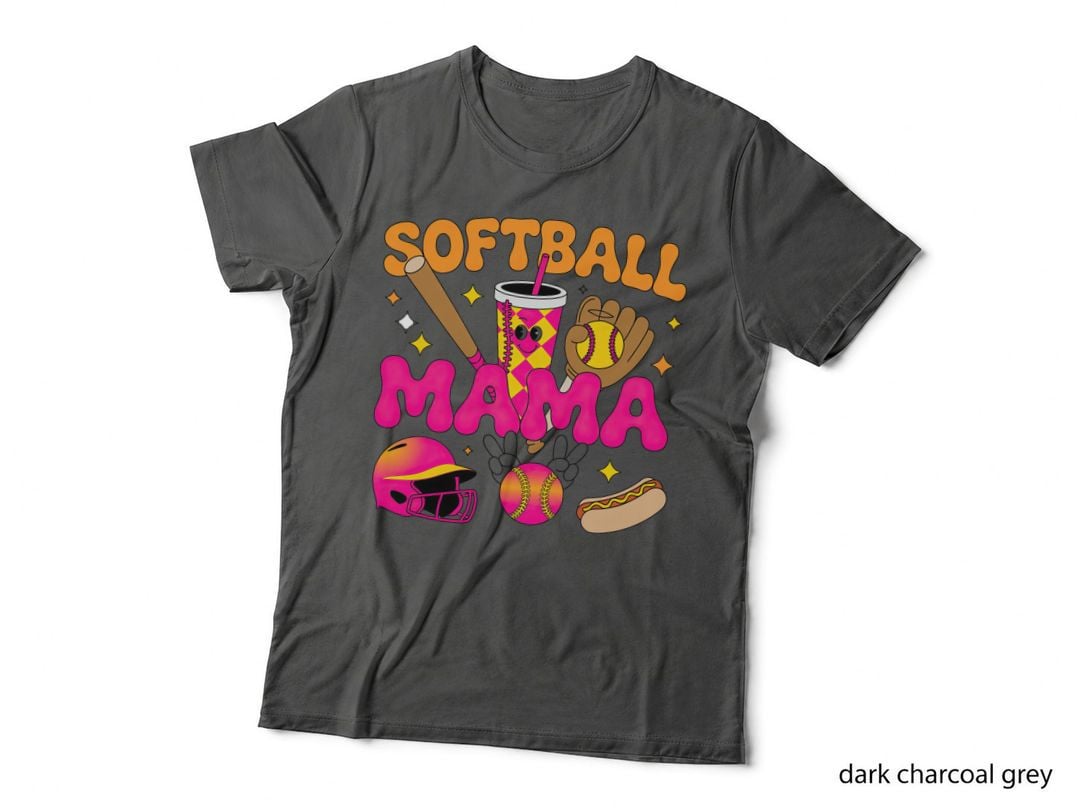 Softball Mama Sport Mom T-Shirt, Softball-Themed Items with Stars Graphic Tee