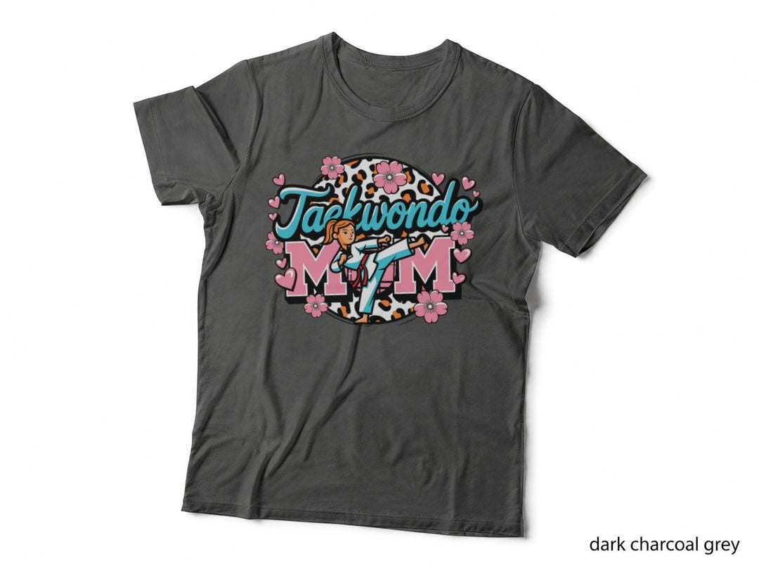 Taekwondo Mom Sport Mom T-Shirt, Taekwondo Mom with Flowers and Graphic Tee