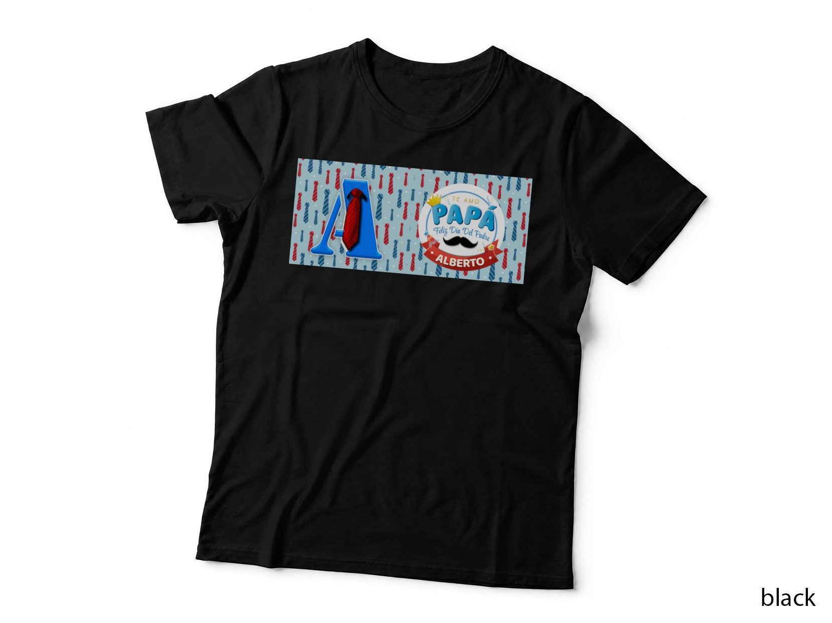 Te Amo Papa Feliz Dia Del Padre Blue Letter a Red Tie T-Shirt
