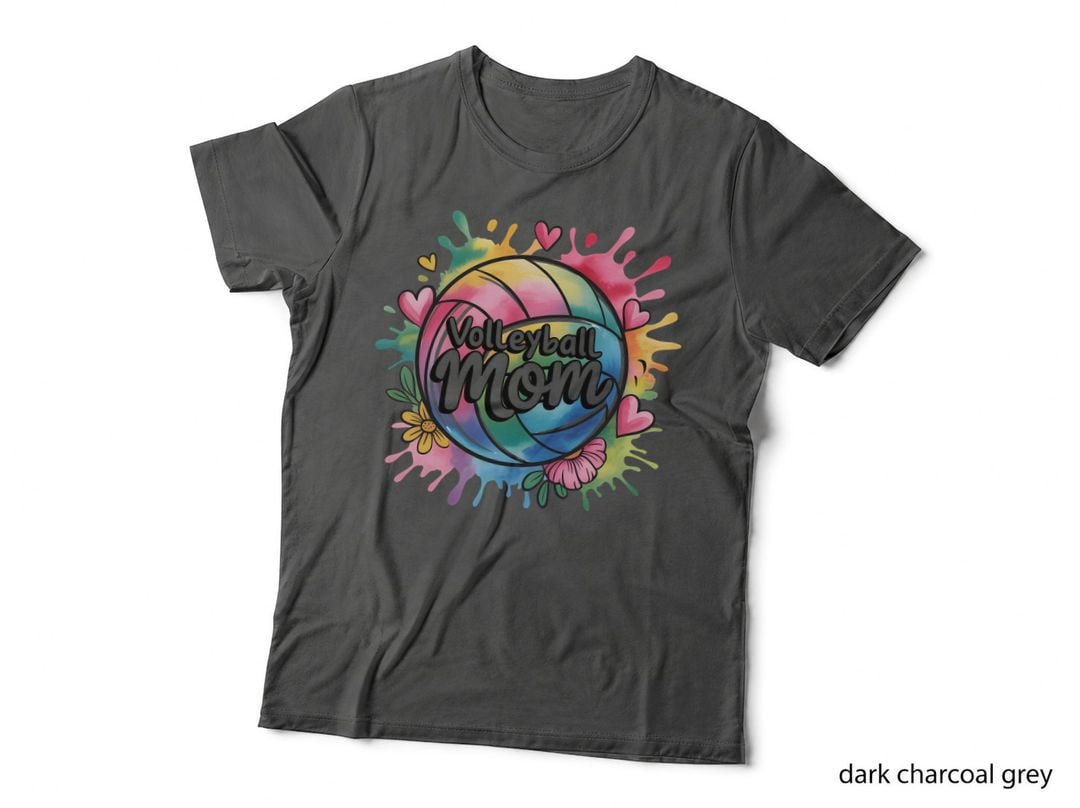 Volleyball Mom Volleyball T-Shirt, Colorful Volleyball with Hearts and Graphic