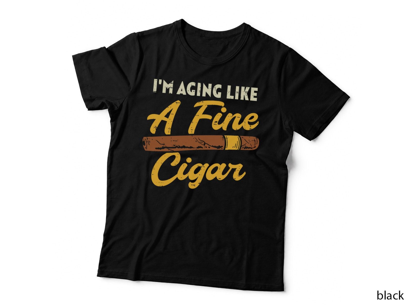 Aging Like Fine Cigar Vintage Fathers Day Dad Grandpa Men T-Shirt