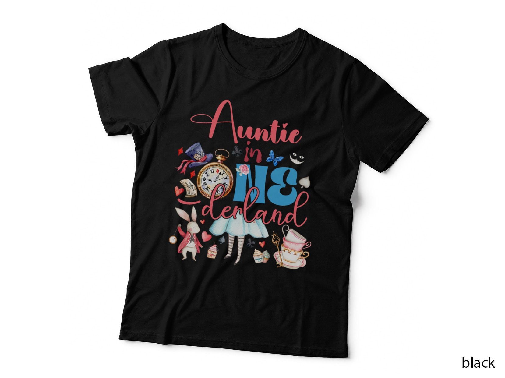 Alice Auntie in Onederland Birthday Family, Adult Sizes, Bookish Gift T-Shirt