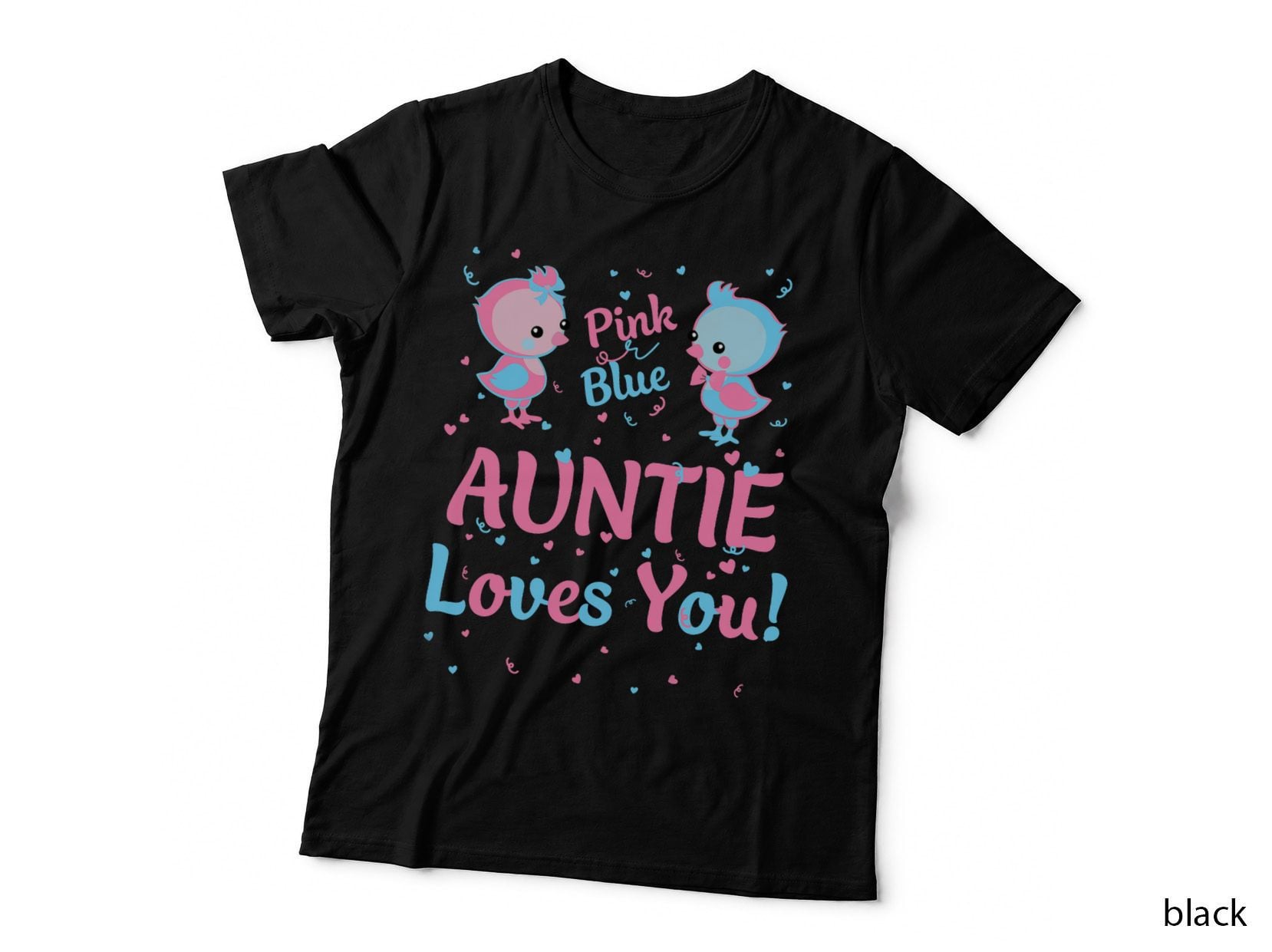 Auntie Gender Reveal Party Pink or Blue Aunt Matching Family T-Shirt