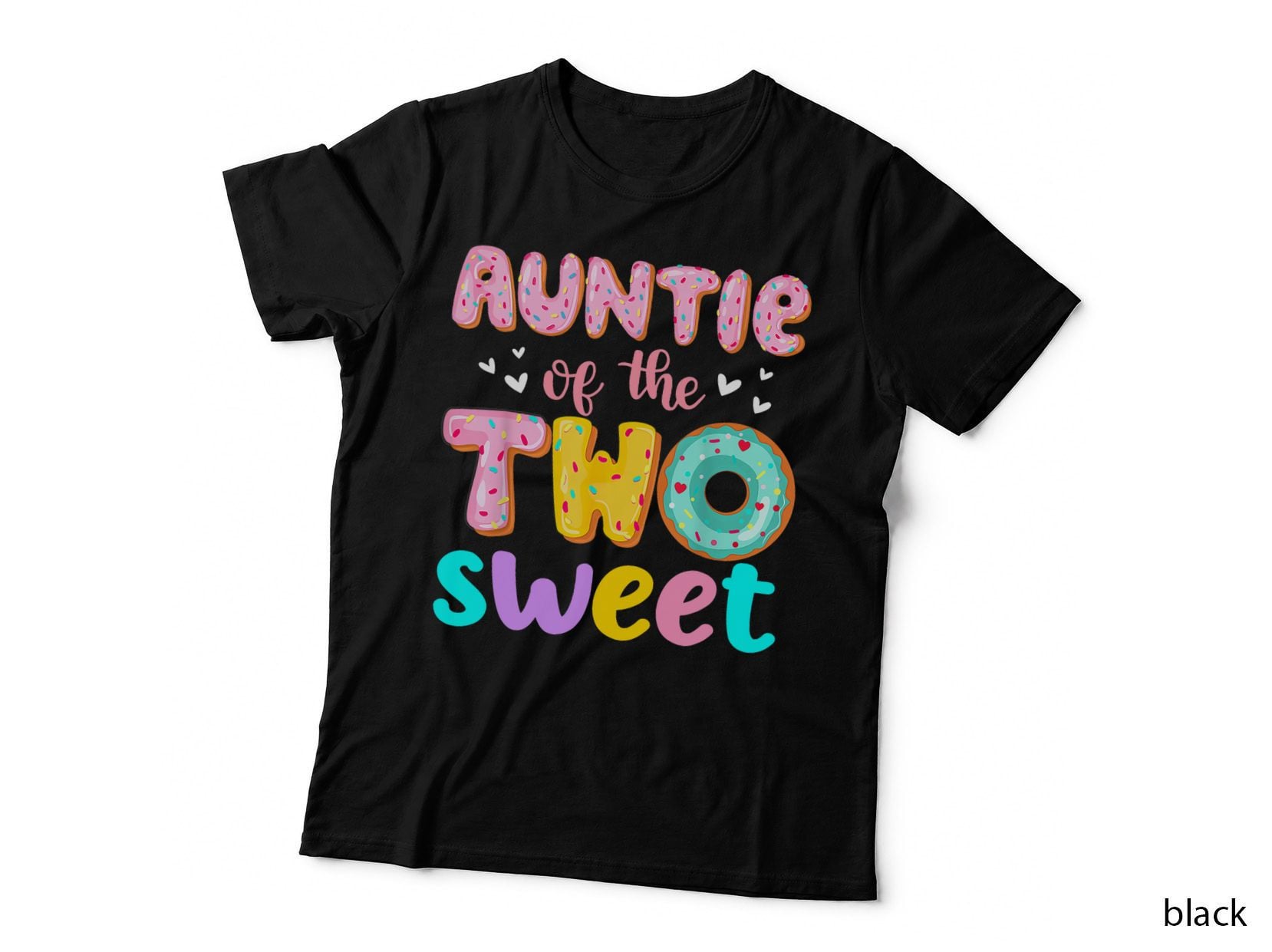 Auntie of the Two Sweet Donut Birthday Family Theme Girl T-Shirt