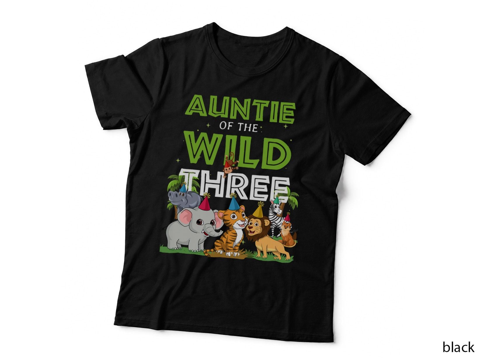 Auntie of the Wild Three Zoo Birthday Safari Jungle Animal T-Shirt