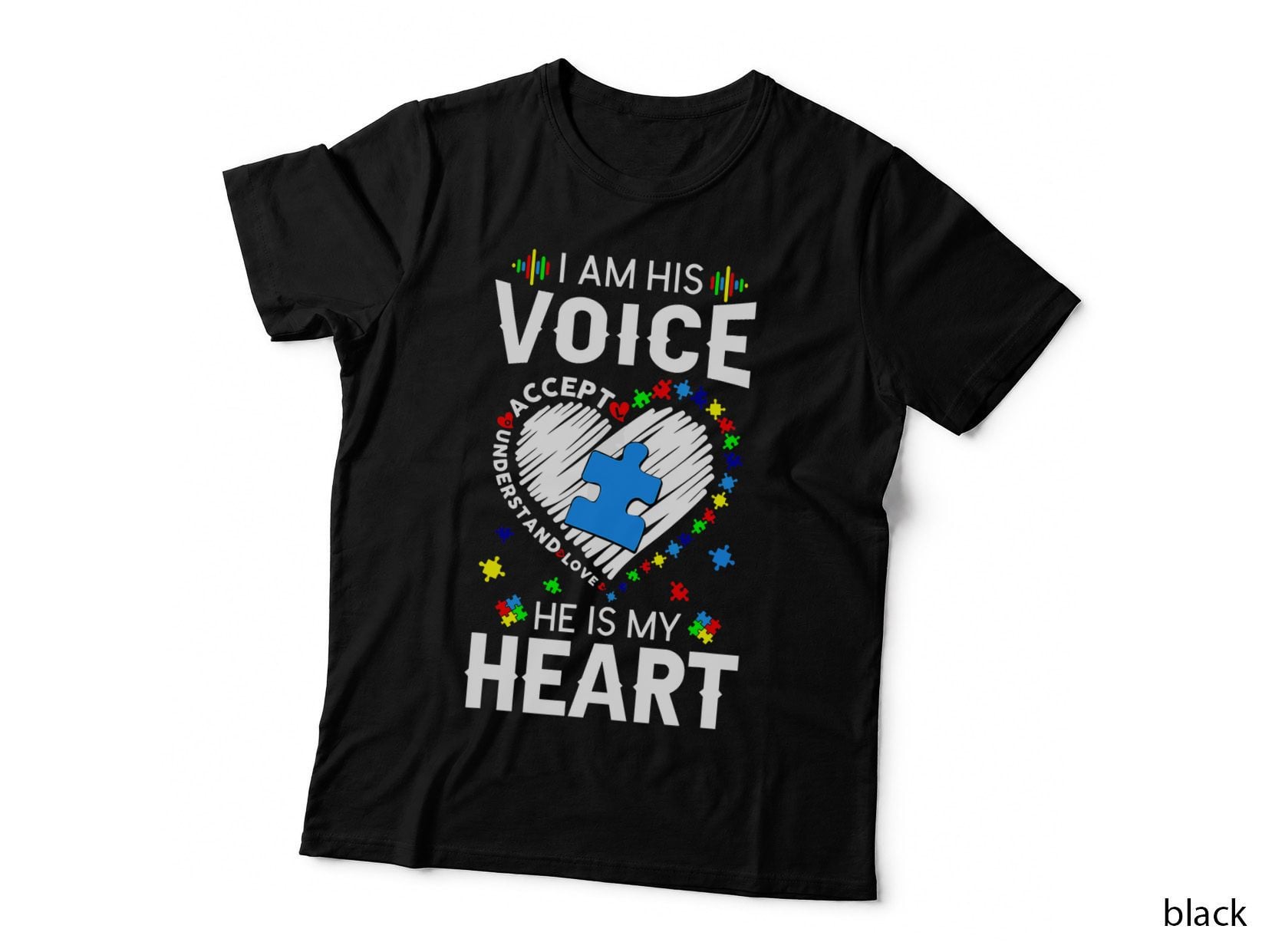 Autism Awareness Mom Shirt I Am His Voice He Is My Heart T-Shirt