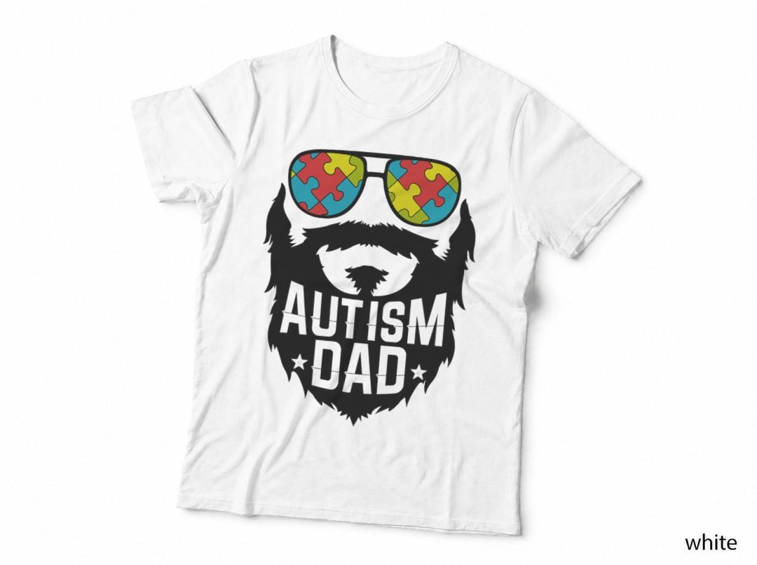 Autism Awareness Puzzle Piece Sunglasses Proud Autism Dad T-Shirt