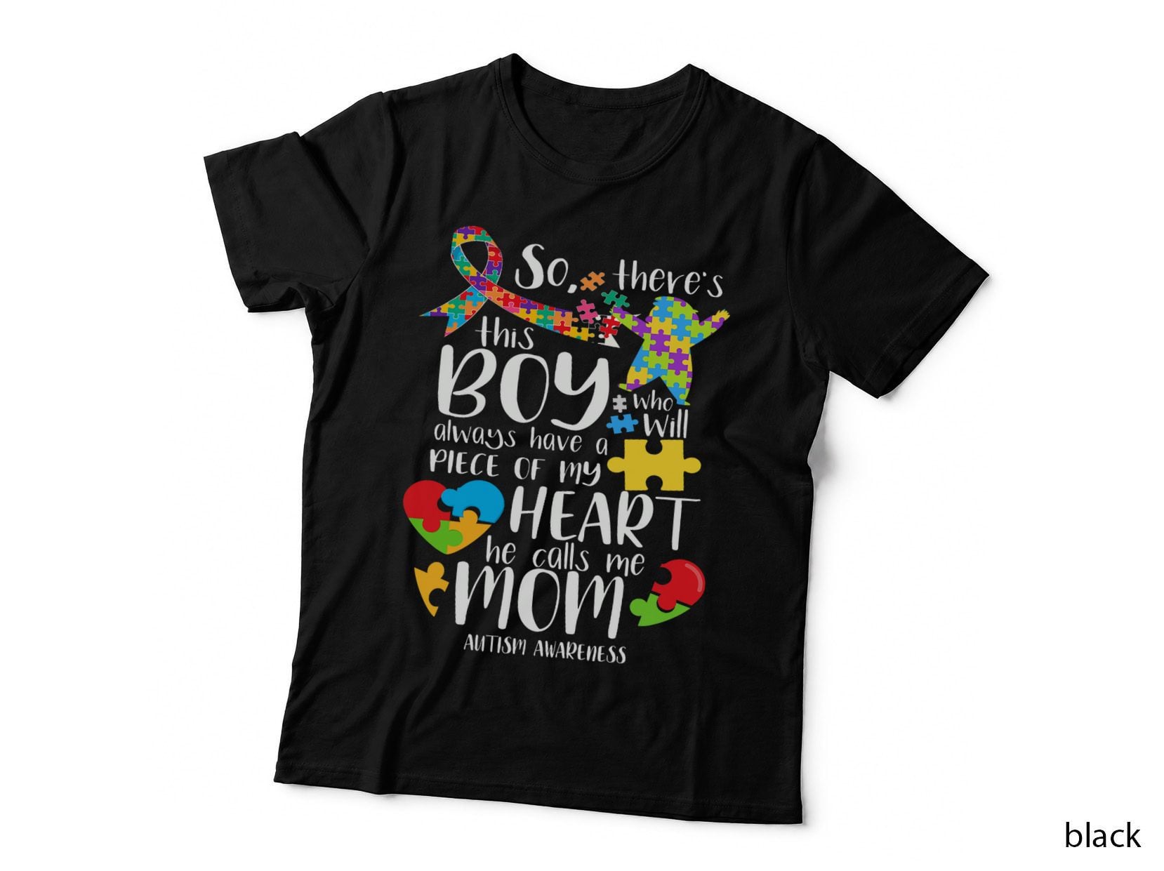 Autism Mom There's This Boy He Calls Me Mom Autism Awareness T-Shirt