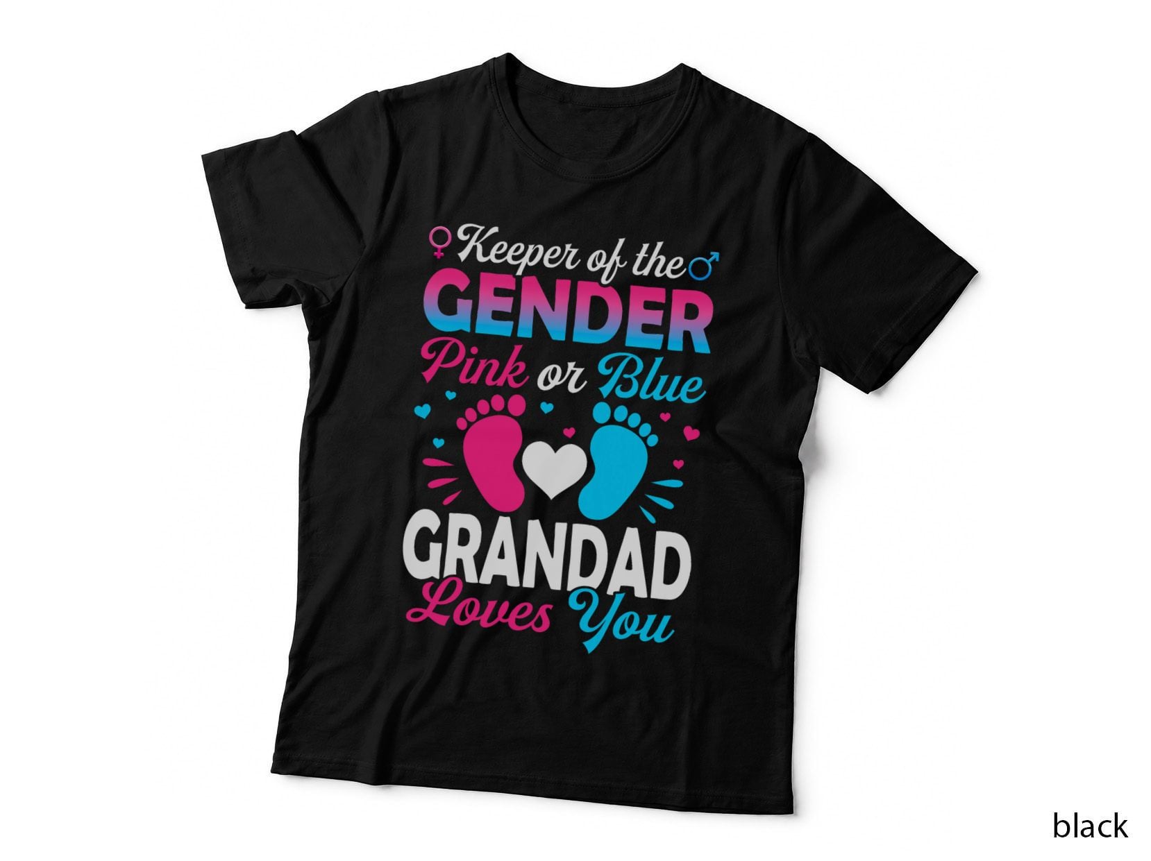 Baby Gender Reveal Shower Pink or Blue Grandad Loves You T-Shirt