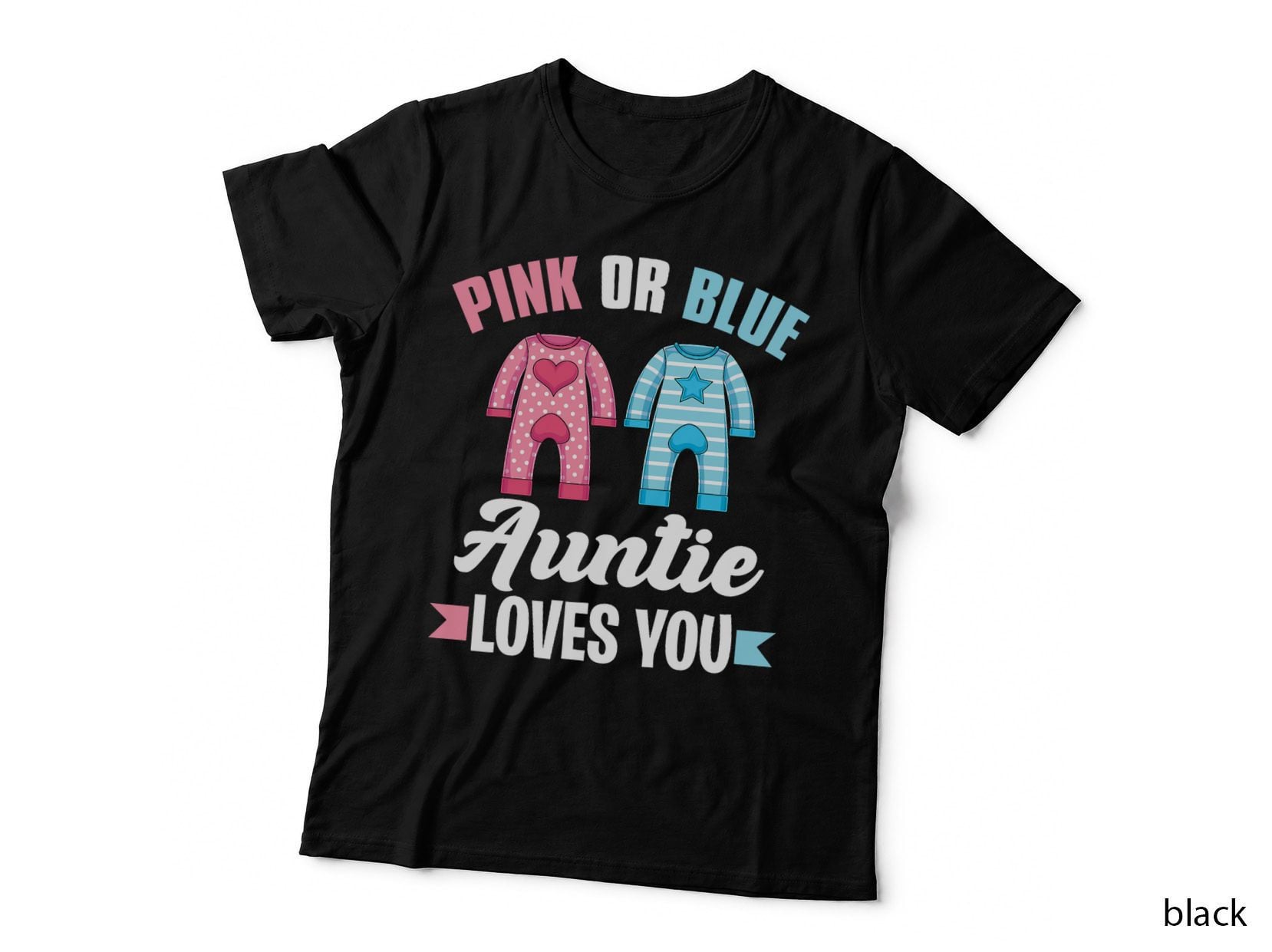 Baby Shower Aunt Pink or Blue Auntie Loves You Gender Reveal T-Shirt