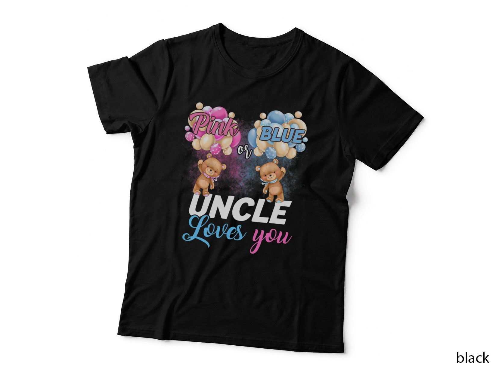Bears Balloons Pink or Blue Uncle Loves You Gender Reveal T-Shirt