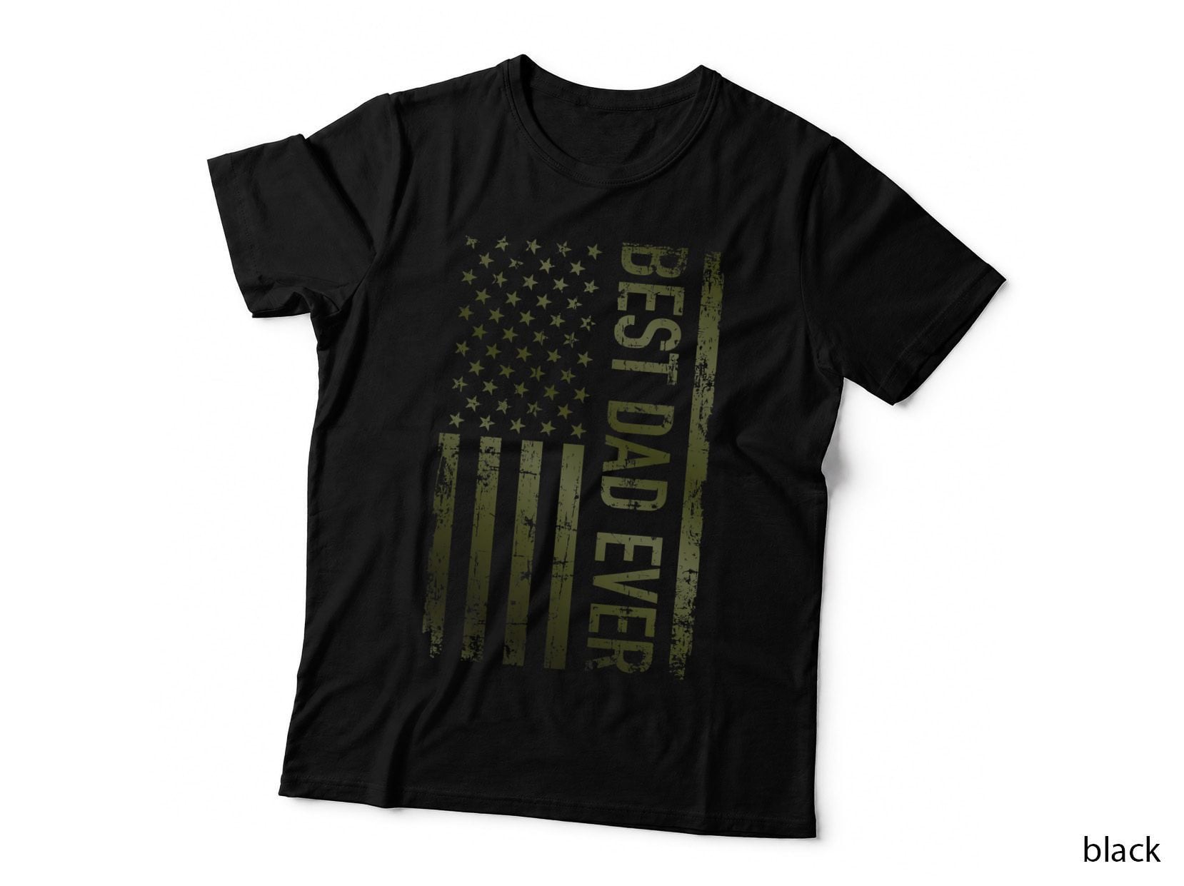 Best Dad Ever American Military Camouflage Flag Gift Father T-Shirt