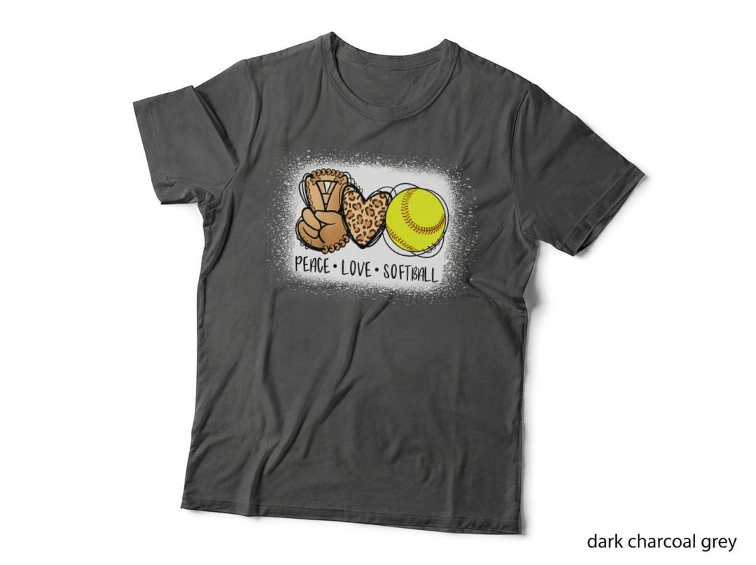 Bleached Peace Love Softball Mom Leopard Print Mother's Day T-Shirt