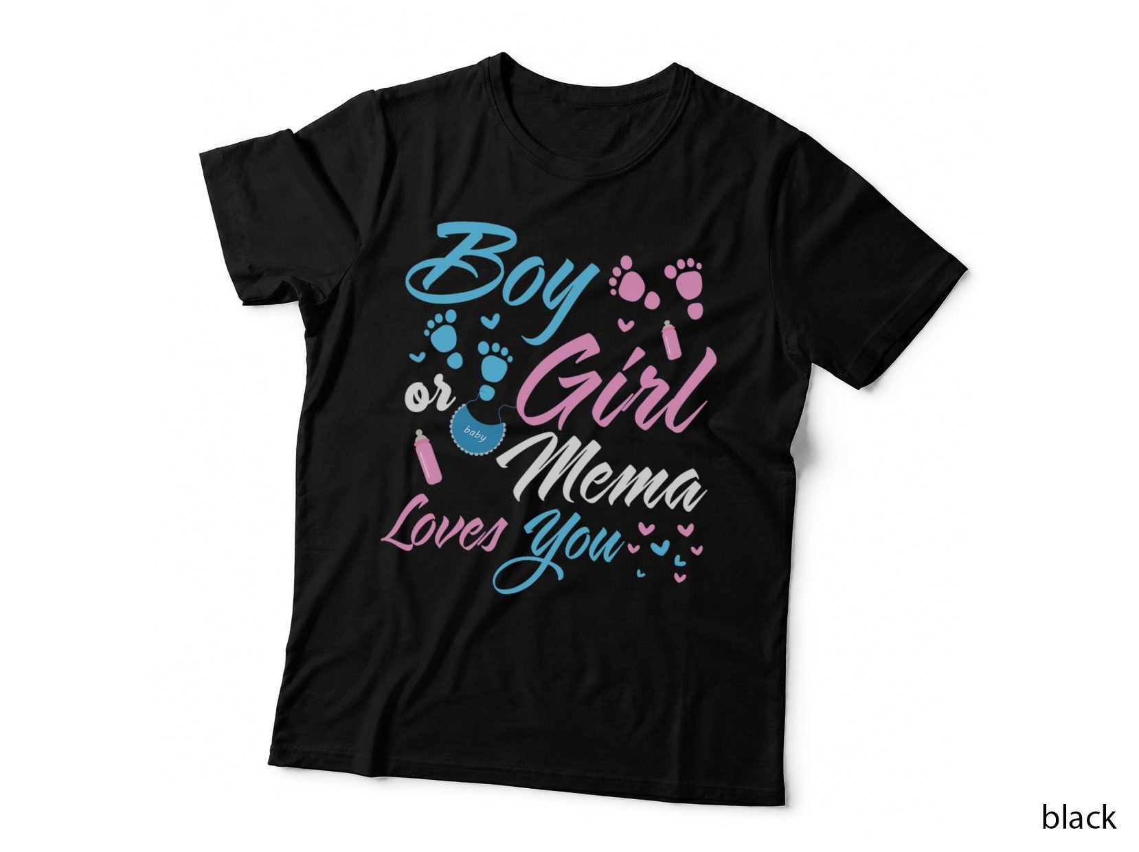 Boy or Girl Mema Loves You Gender Reveal Grandma, Grandmother Gift T-Shirt