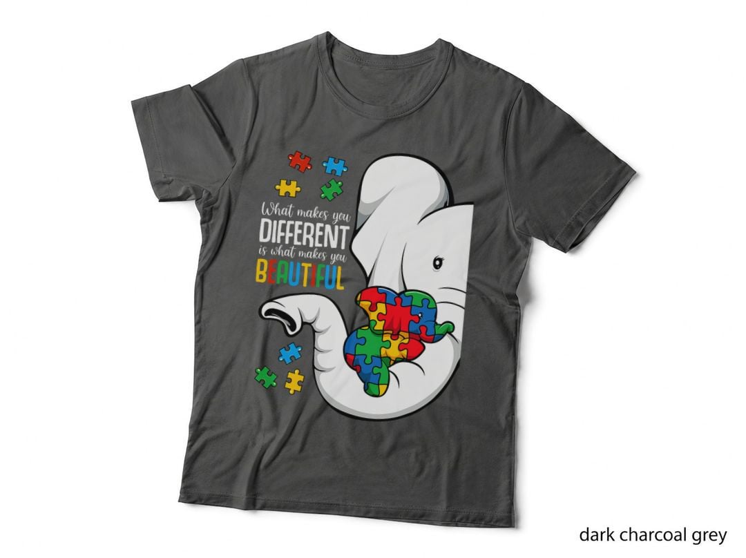 Different Elephant Mom Autism Child Awareness Peace Kids T-Shirt