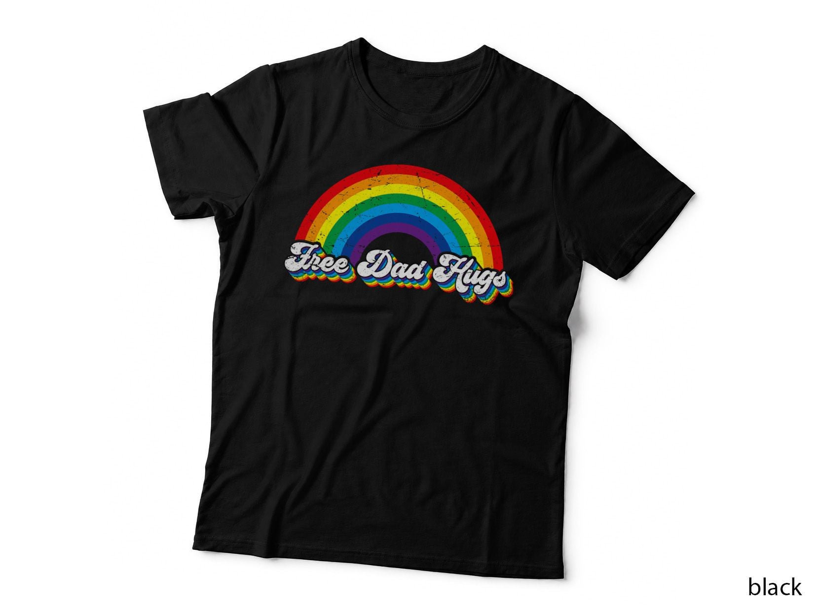 Free Dad Hugs Rainbow Flag Gay LGBT Pride Month Daddy T-Shirt