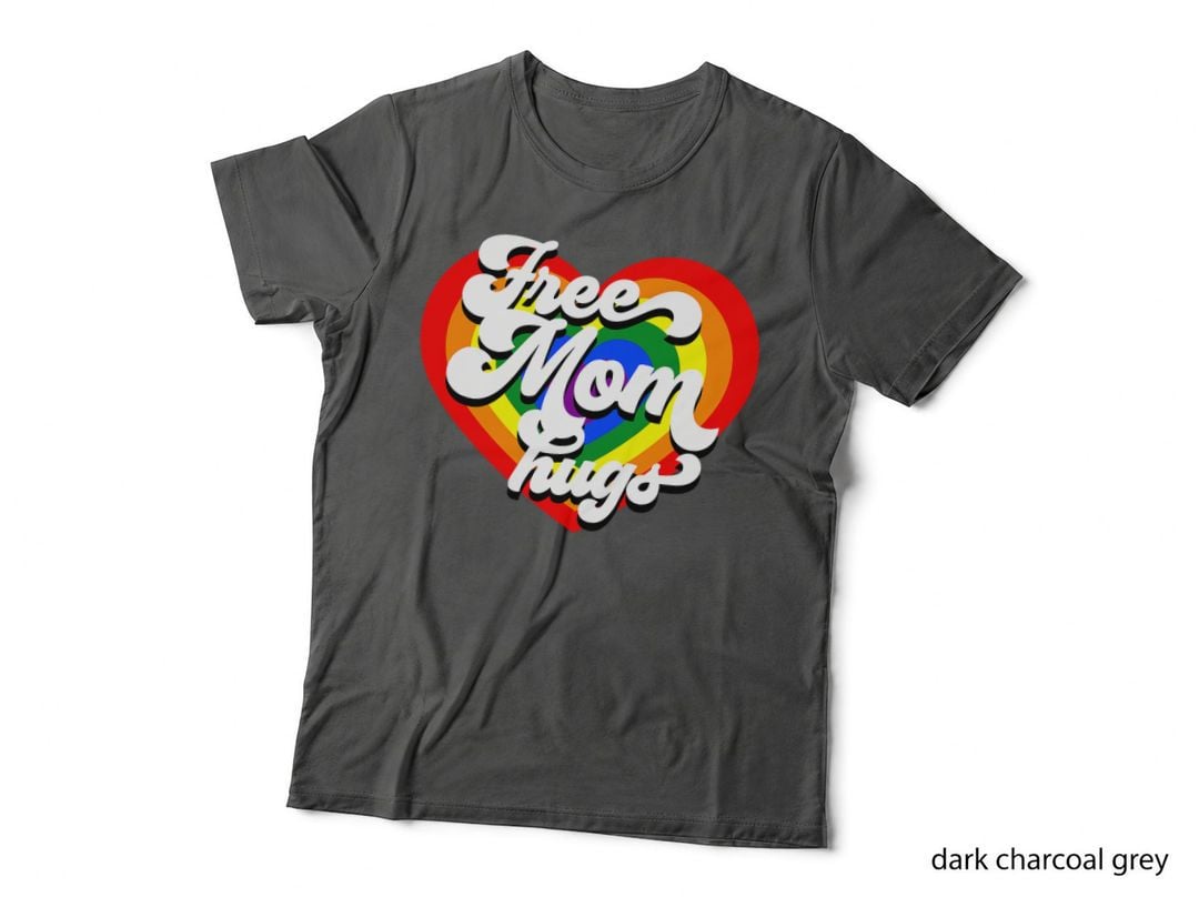 Free Mom Hugs LGBT Pride Month, LGBTQ+, Gay Pride, Rainbow Colors T-Shirt