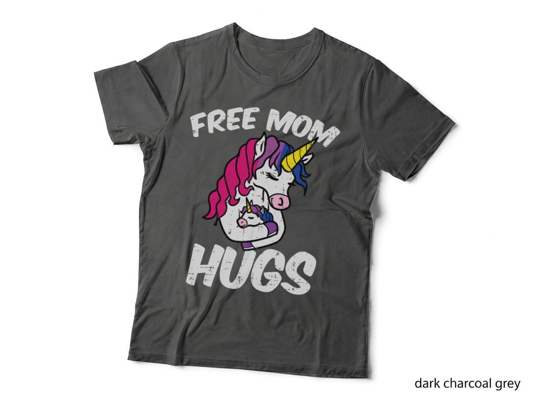 Free Mom Hugs Unicorn Bisexual Bi Pride Stuff LGBT Women T-Shirt