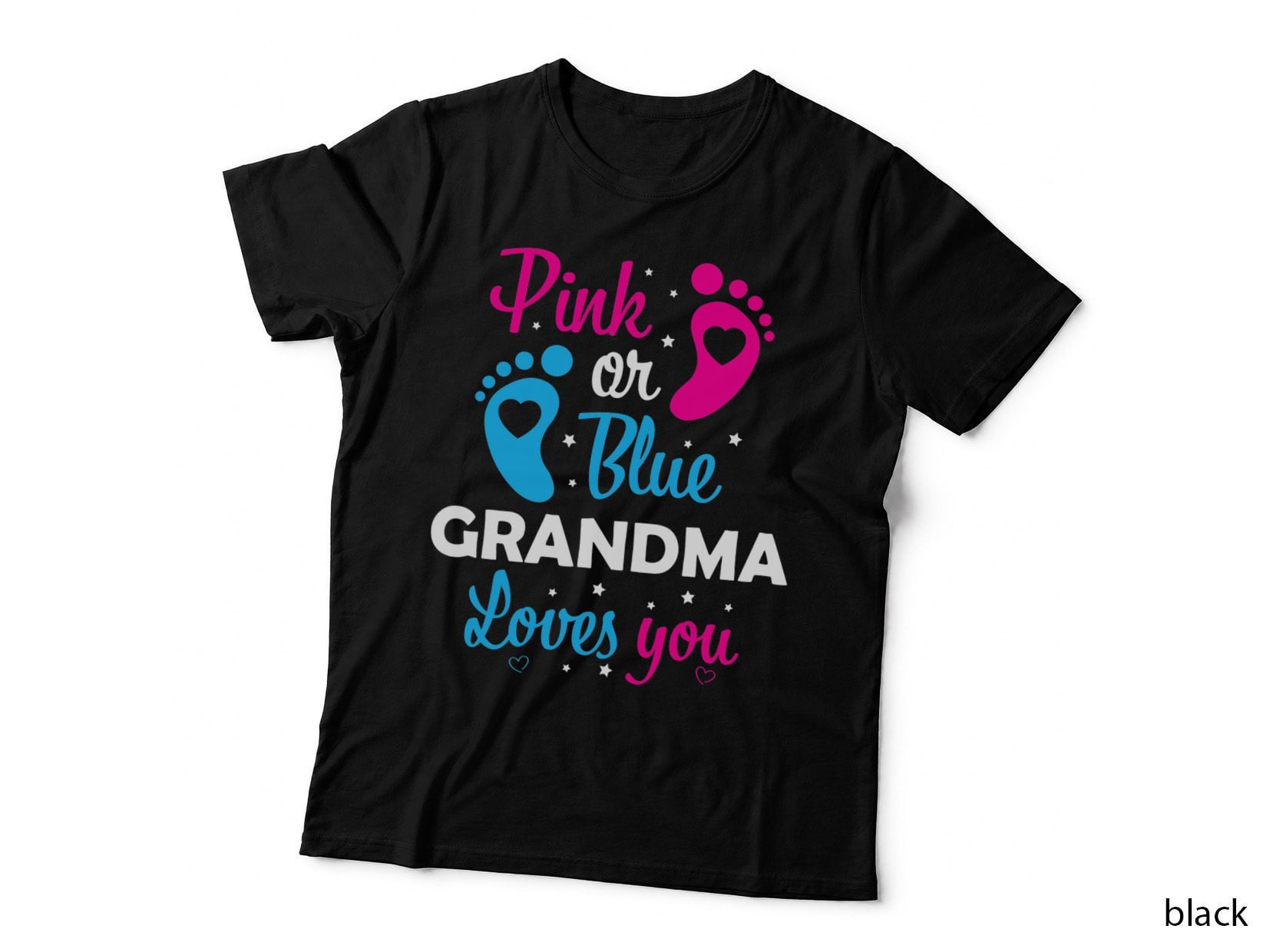Gender Reveal Grandma Grandmother Family Pink of Blue T-Shirt