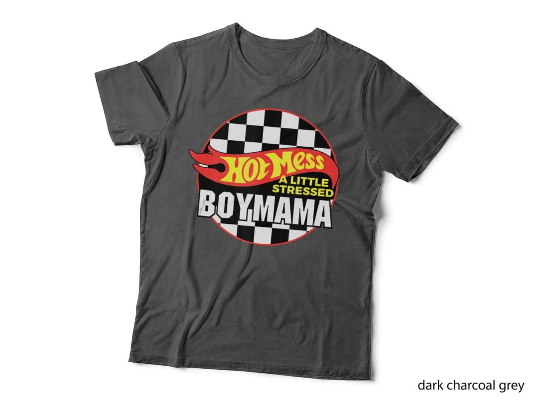 Gifts for Mom Hot Mess a Little Stressed Boy Mama, Mother's Day Gift T-Shirt