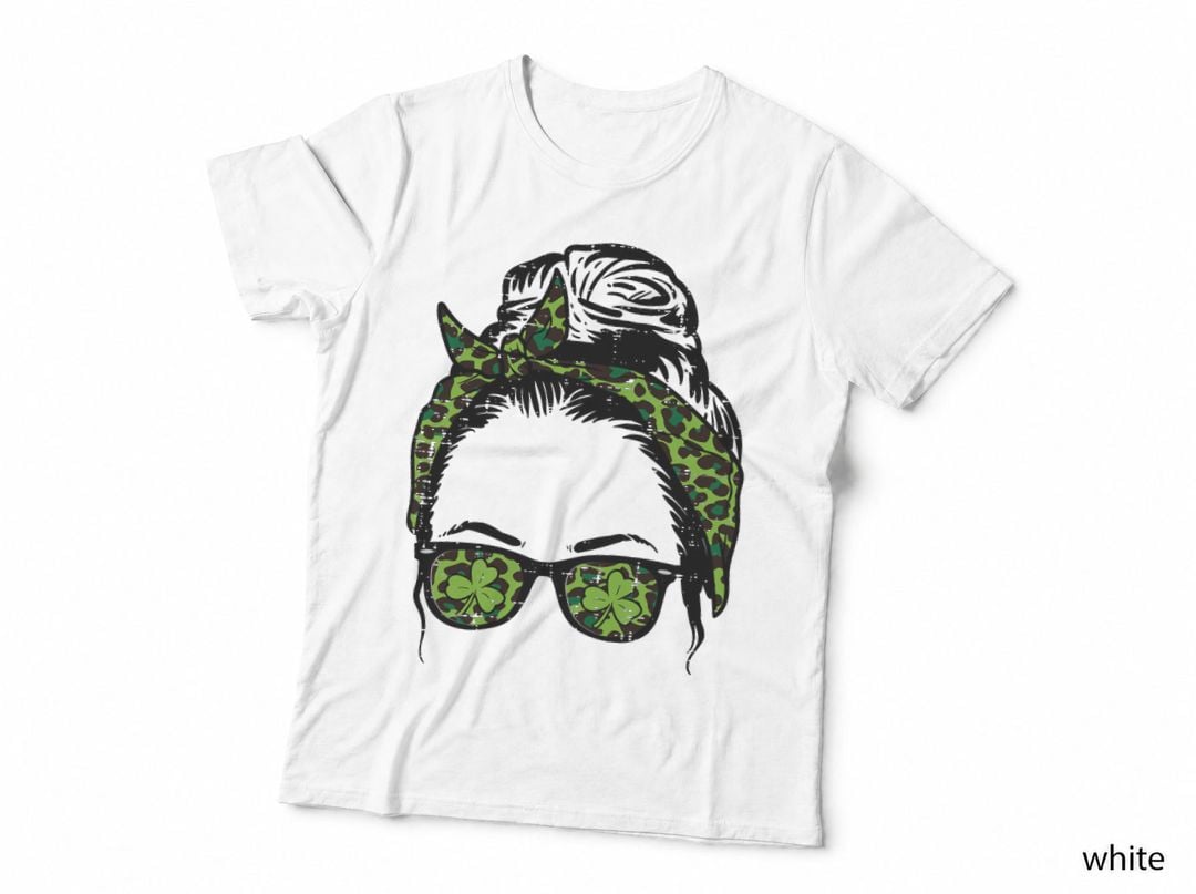Hairbun Shamrock Saint Paddys St Patricks Day Women Mom T-Shirt