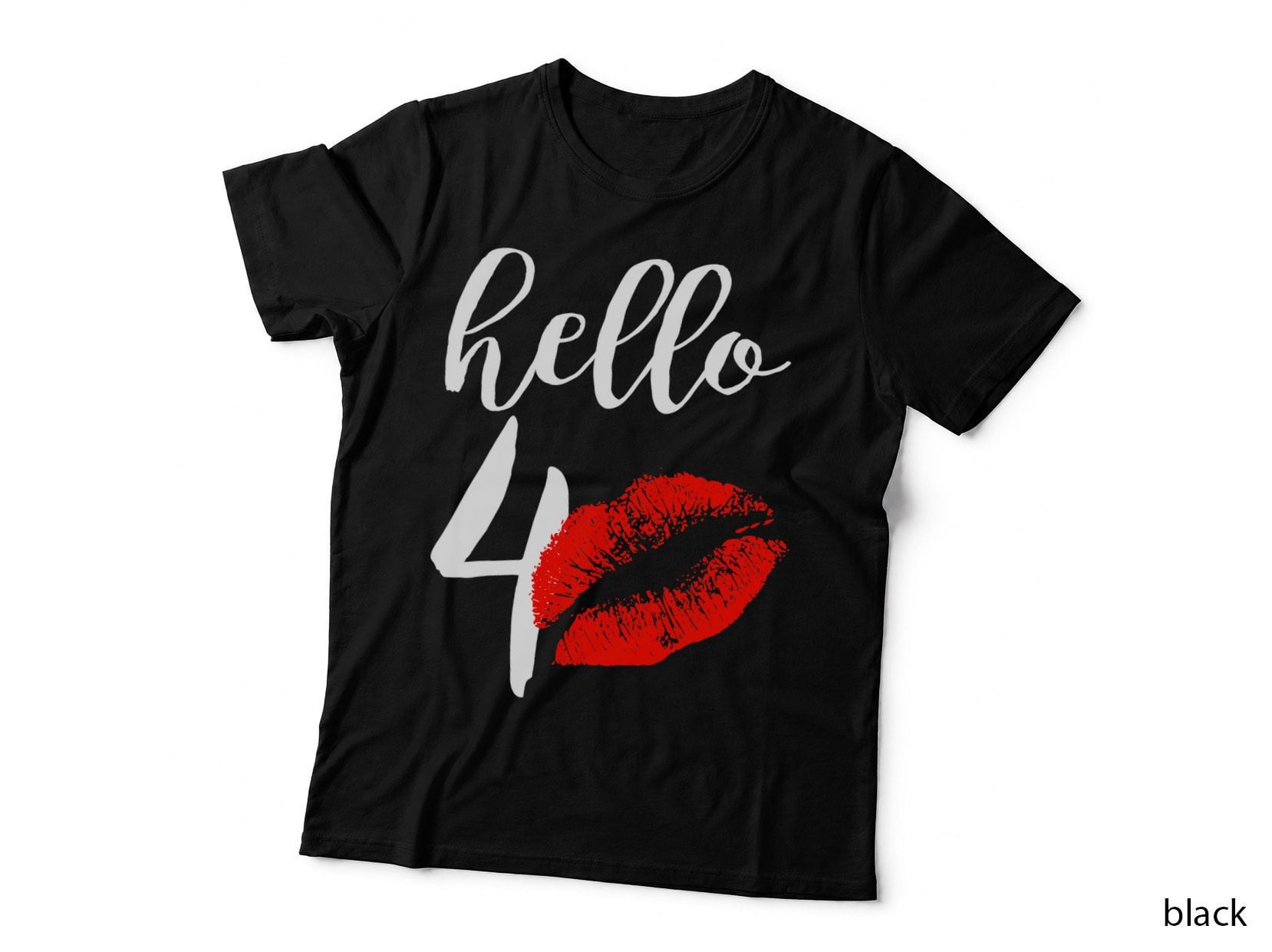 Hello 40 Red Lip Kisses Birthday Gift for Mom Grandma T-Shirt