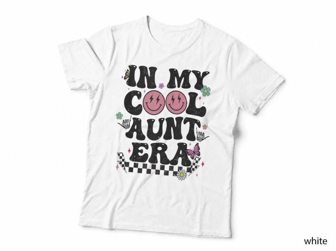 In My Cool Aunt Era Retro Groovy for Auntie, Vintage Style, 70s Fashion T-Shirt