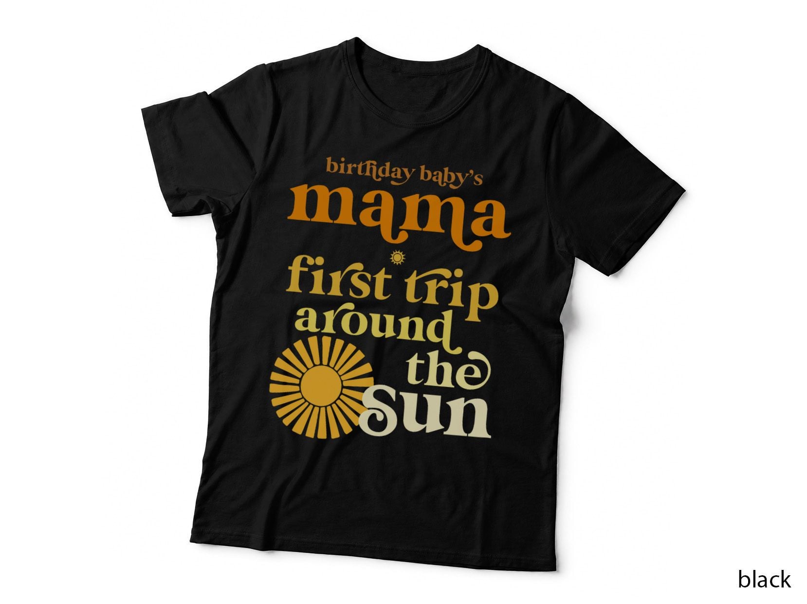 Mama First Trip Around the Sun Birthday Boho Retro Groovy T-Shirt