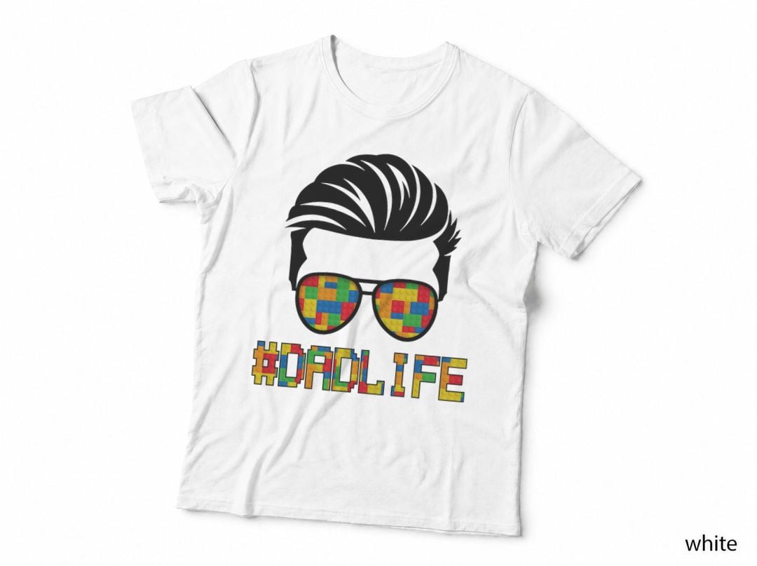Messy Bun Dad Life Master Builder Birthday Building Block T-Shirt