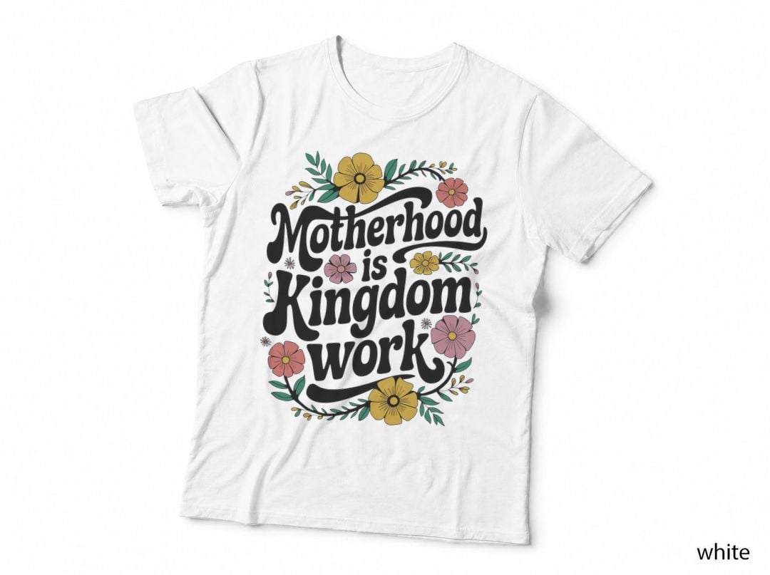 Motherhood Floral Typography T-Shirt, Mom Family Quotes, Floral Botanical