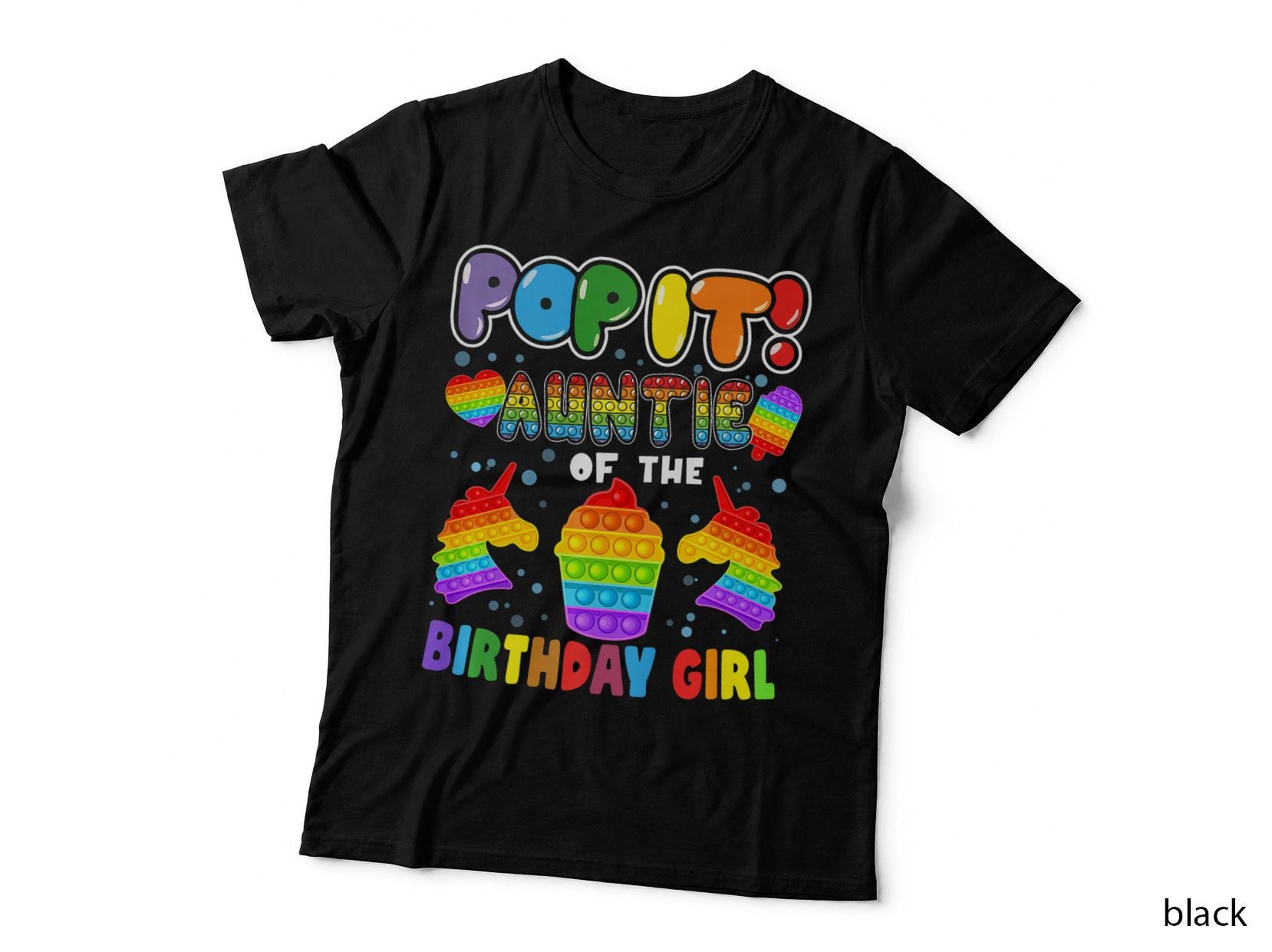 Pop It Auntie of the Birthday Girl Kids Family Matching T-Shirt
