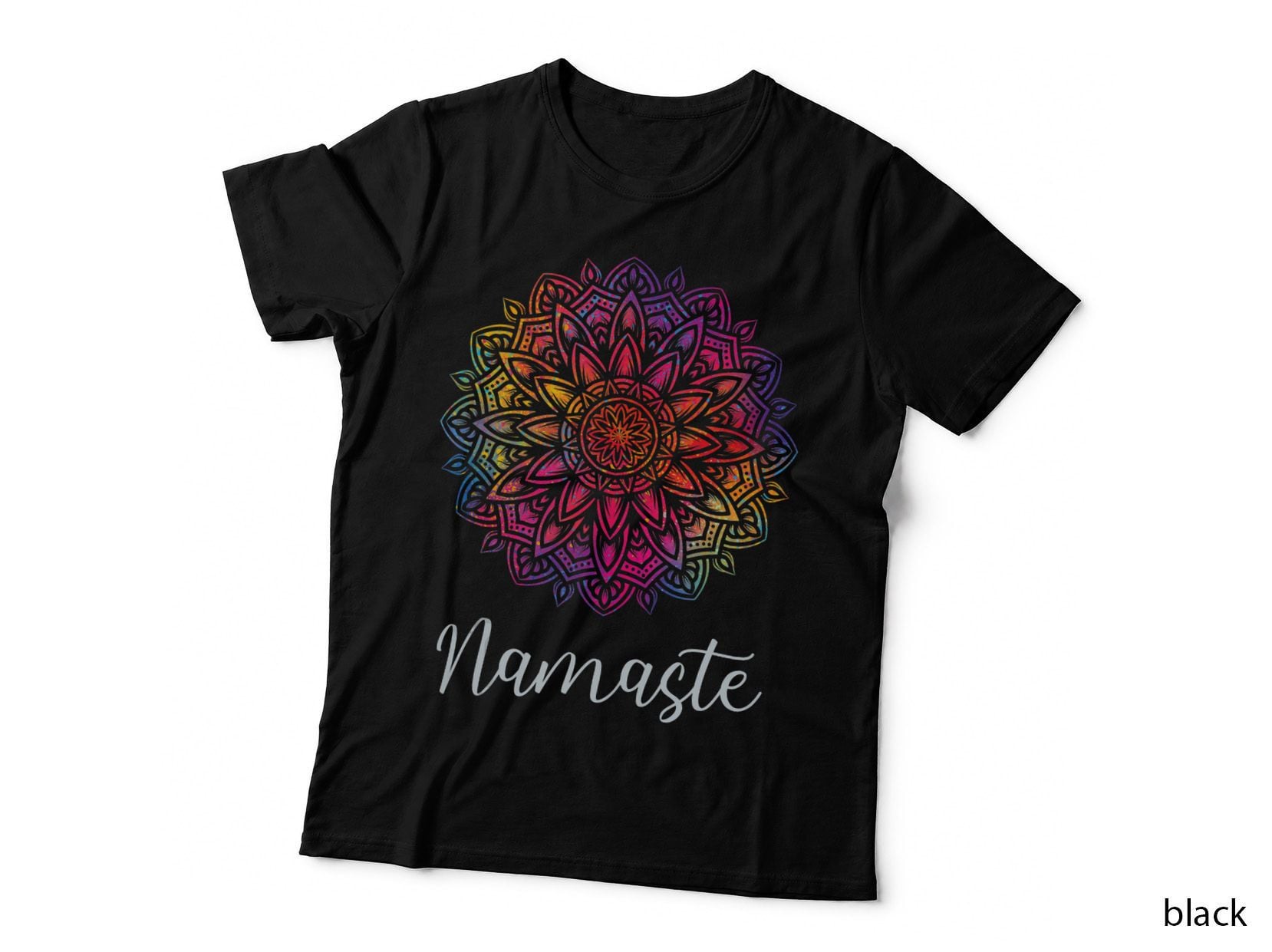 Rainbow Mandala Namaste Yoga Spiritual Meditation Mantra Mom T-Shirt