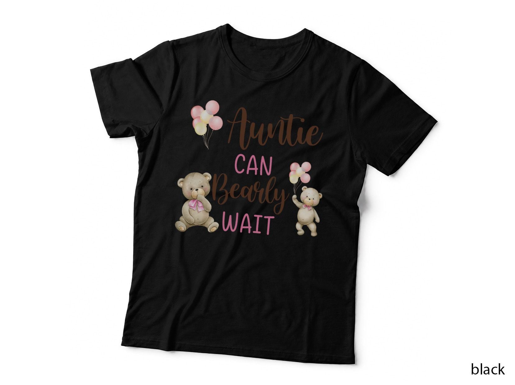 Auntie We Can Bearly Wait Gender Neutral Baby Shower T-Shirt