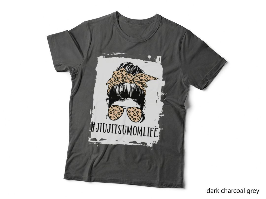 BJJ Jiu Jitsu Mom Life Messy Bun Leopard T-Shirt