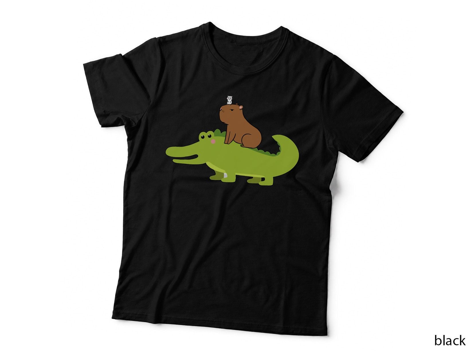 Capybara Riding Alligator, Pet Dad Mom Boy Girl Kids Out T-Shirt