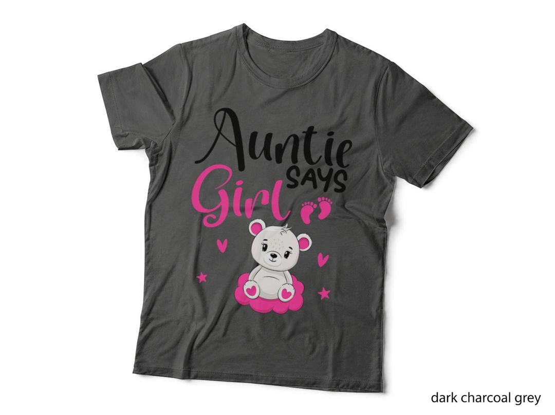 Cute Gender Reveal Baby Shower Announcement Auntie Says Girl T-Shirt