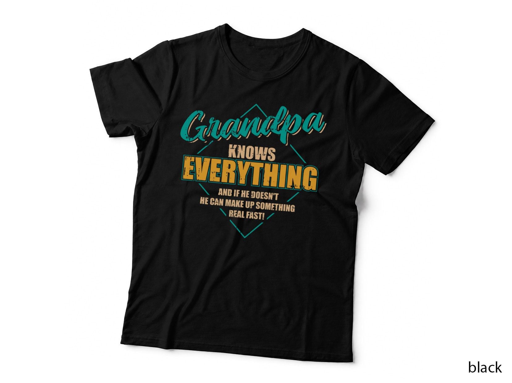 Grandpa Knows Everything Fathers Day Funny Retro Grandad Men T-Shirt